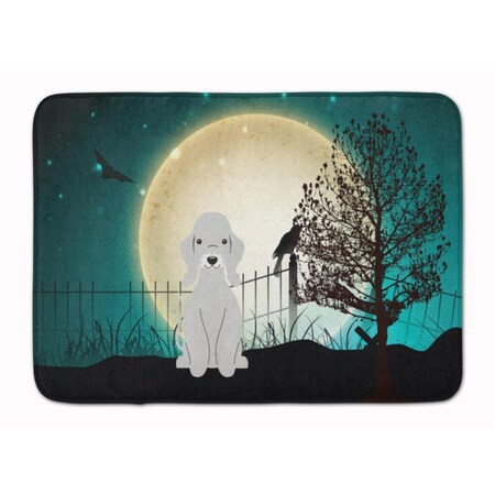 Carolines Treasures Halloween Scary Bedlington Terrier Blue Machine Washable Memory Foam Mat BB2280RUG